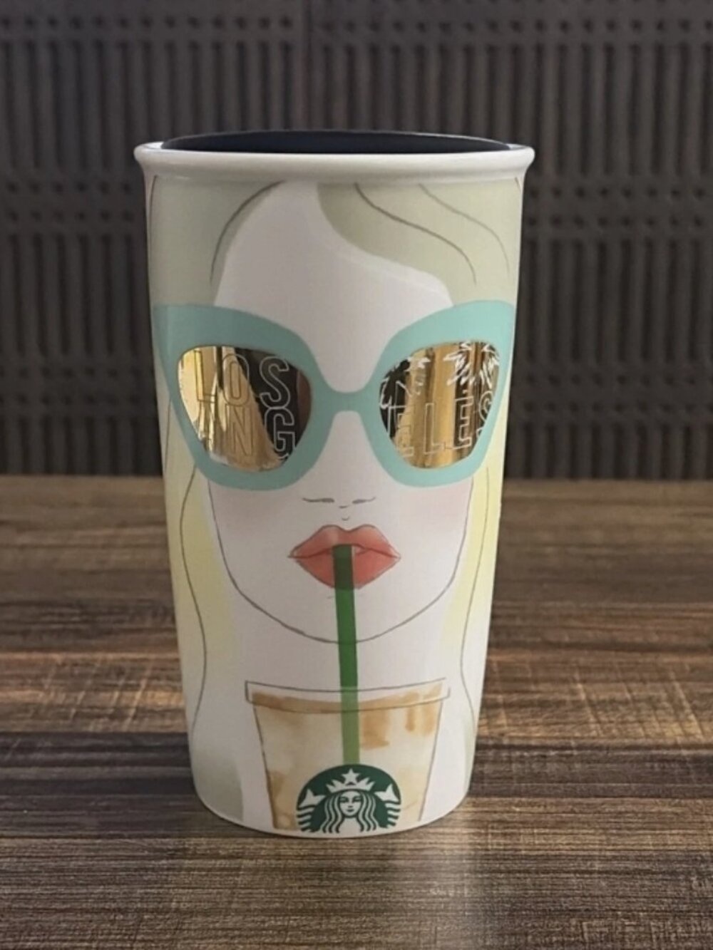 2016 Starbucks Los Angeles Sunglasses Girl Ceramic Tumbler 12 oz Travel Mug Cup